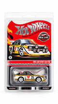 Hot Wheels Red Line Club 1985 Audi Sport Quattro S1, edición RLC 2025, referencia HWF08. Miniatura premium a escala 1:64 con decoración Audi Sport de rally, dorsal 25 y ruedas Real Riders. Nuevo, en su blíster original sin abrir y con carcasa protectora.