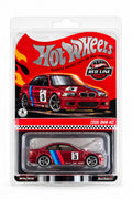 Hot Wheels Red Line Club 2006 BMW M3 E46 JCP11, rojo Spectraflame con franjas BMW M Motorsport, dorsal 3 y ruedas Real Riders. Nuevo en blíster original sin abrir.